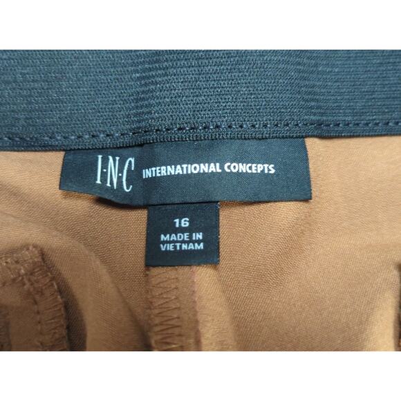 INC International Concepts Womens Pants 16 Brown Dress Slacks Stretch Career - Picture 2 of 10
